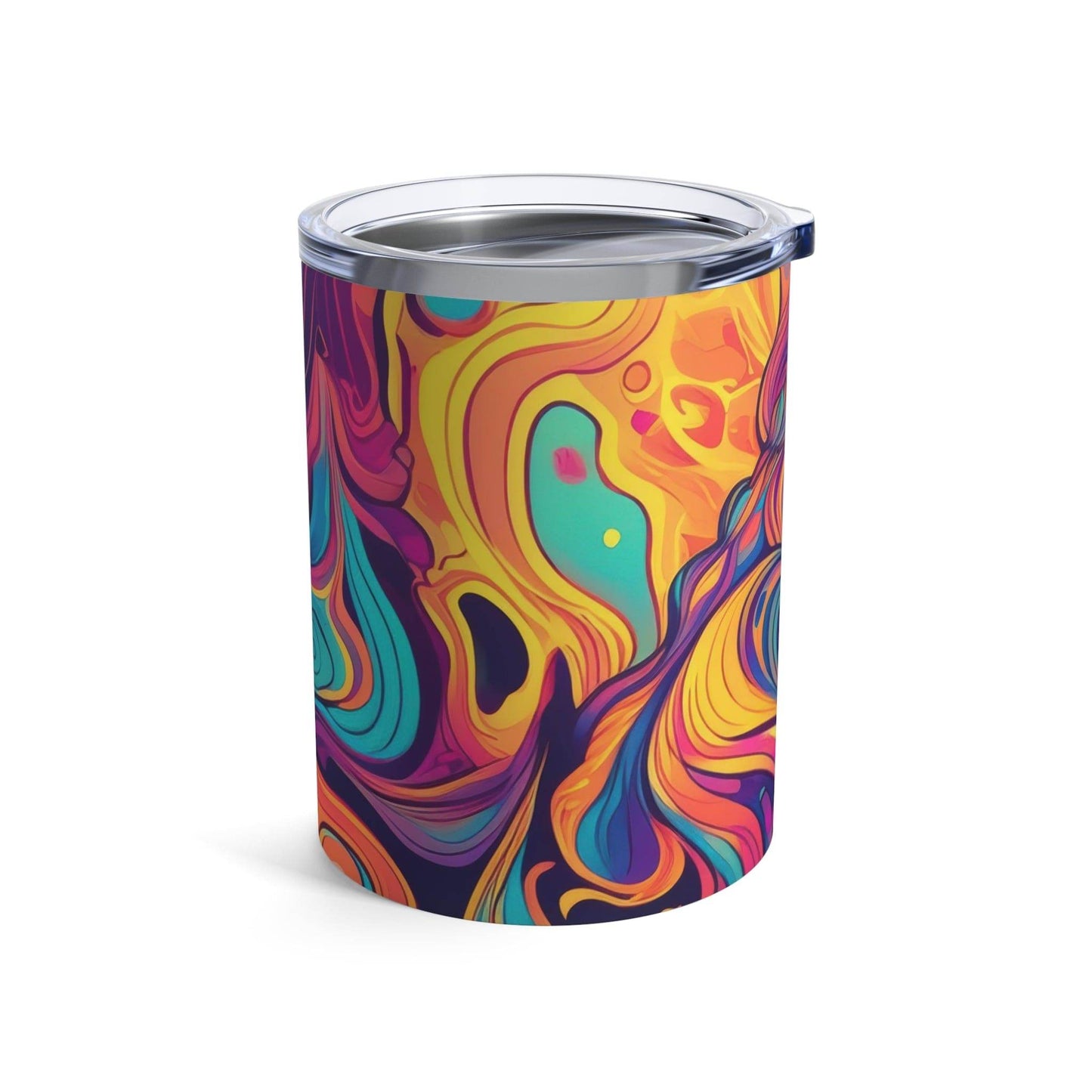 Insulated Tumbler 10oz Vibrant Psychedelic Kaleidoscope Boho Print - Soul threadssoulthreads25