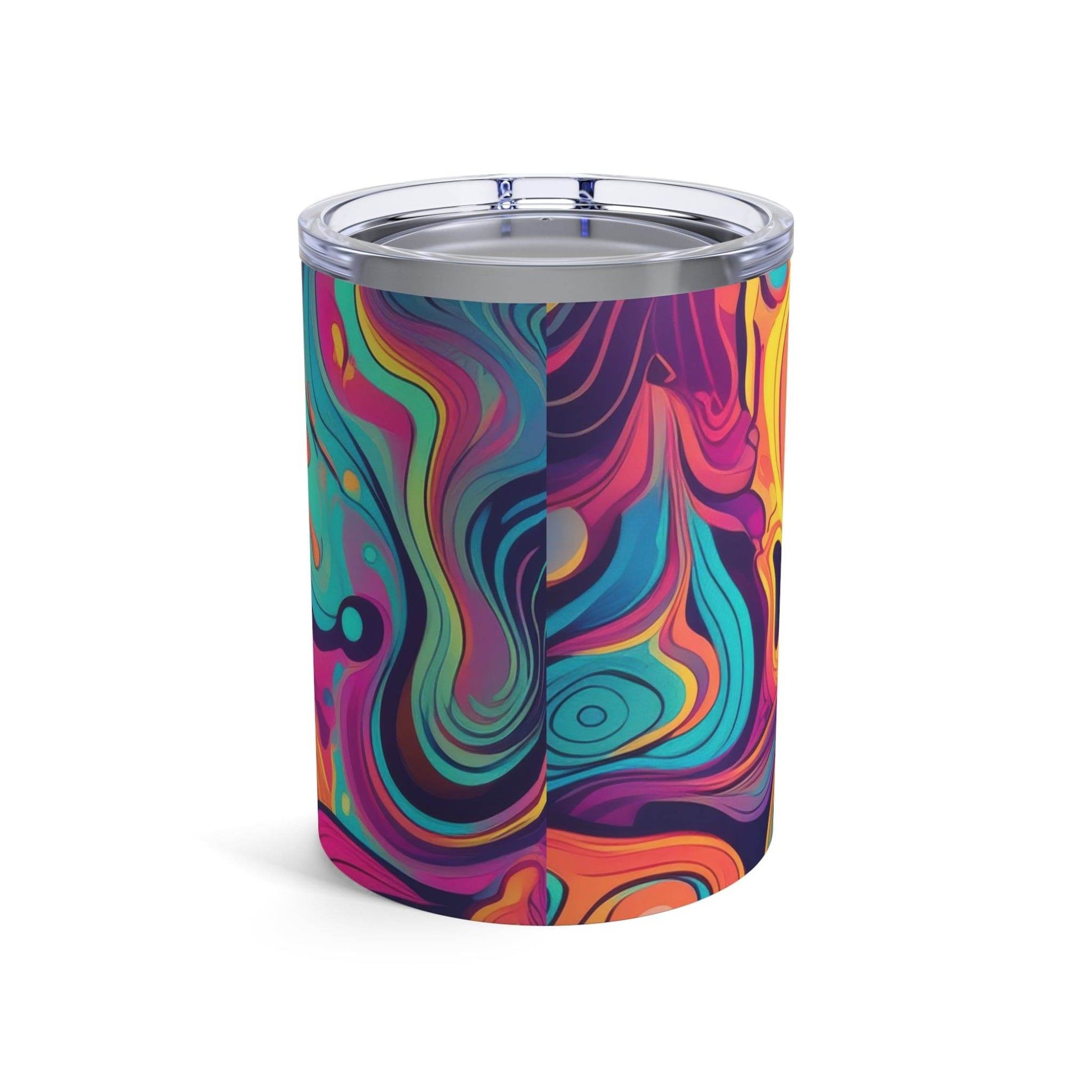 Insulated Tumbler 10oz Vibrant Psychedelic Kaleidoscope Boho Print - Soul threadssoulthreads25