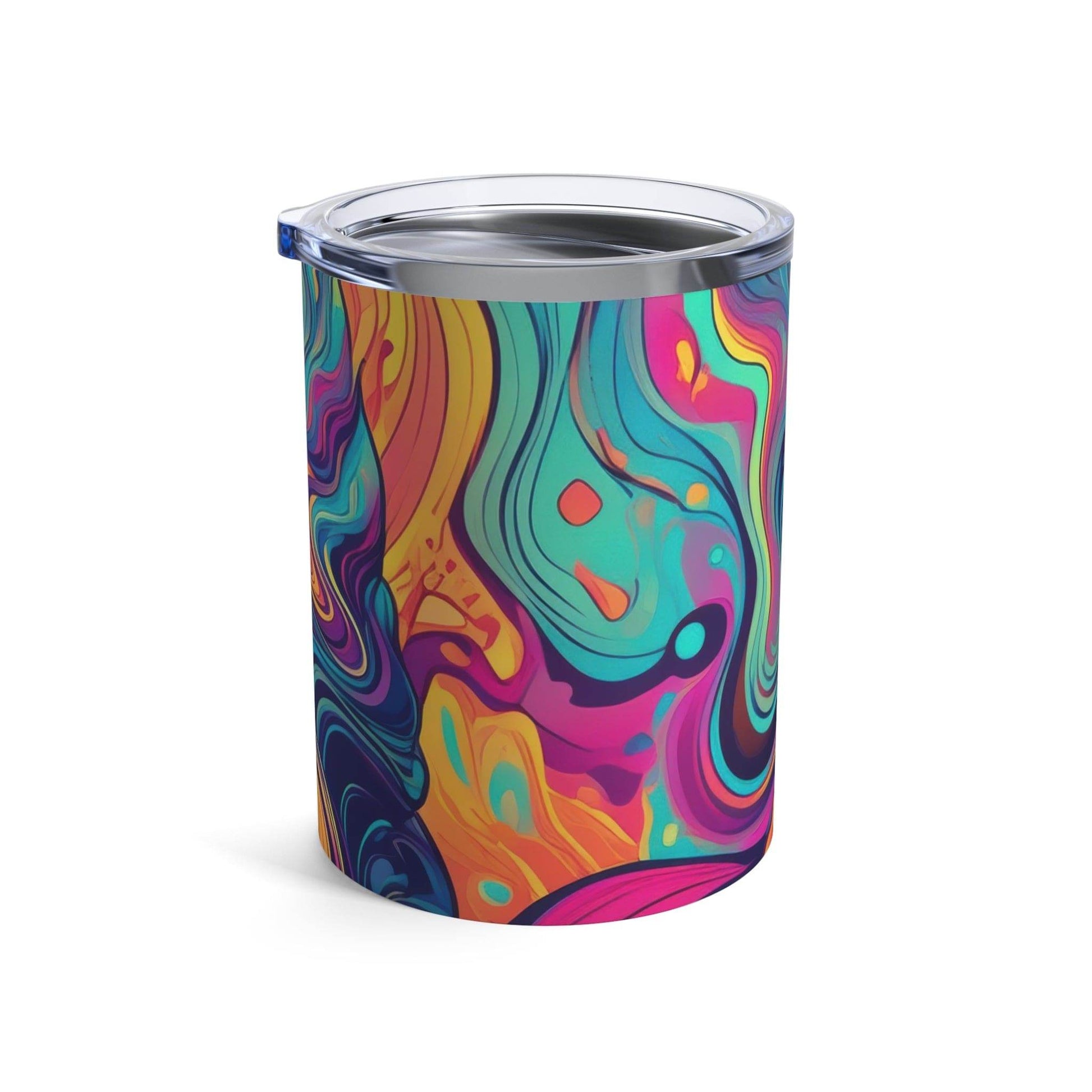 Insulated Tumbler 10oz Vibrant Psychedelic Kaleidoscope Boho Print - Soul threadssoulthreads25