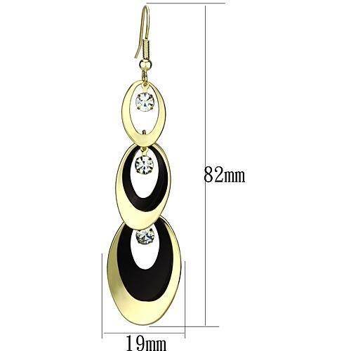 LO2652 - Gold+Ruthenium Iron Earrings with Top Grade Crystal in Clear - Soul threadssoulthreads25