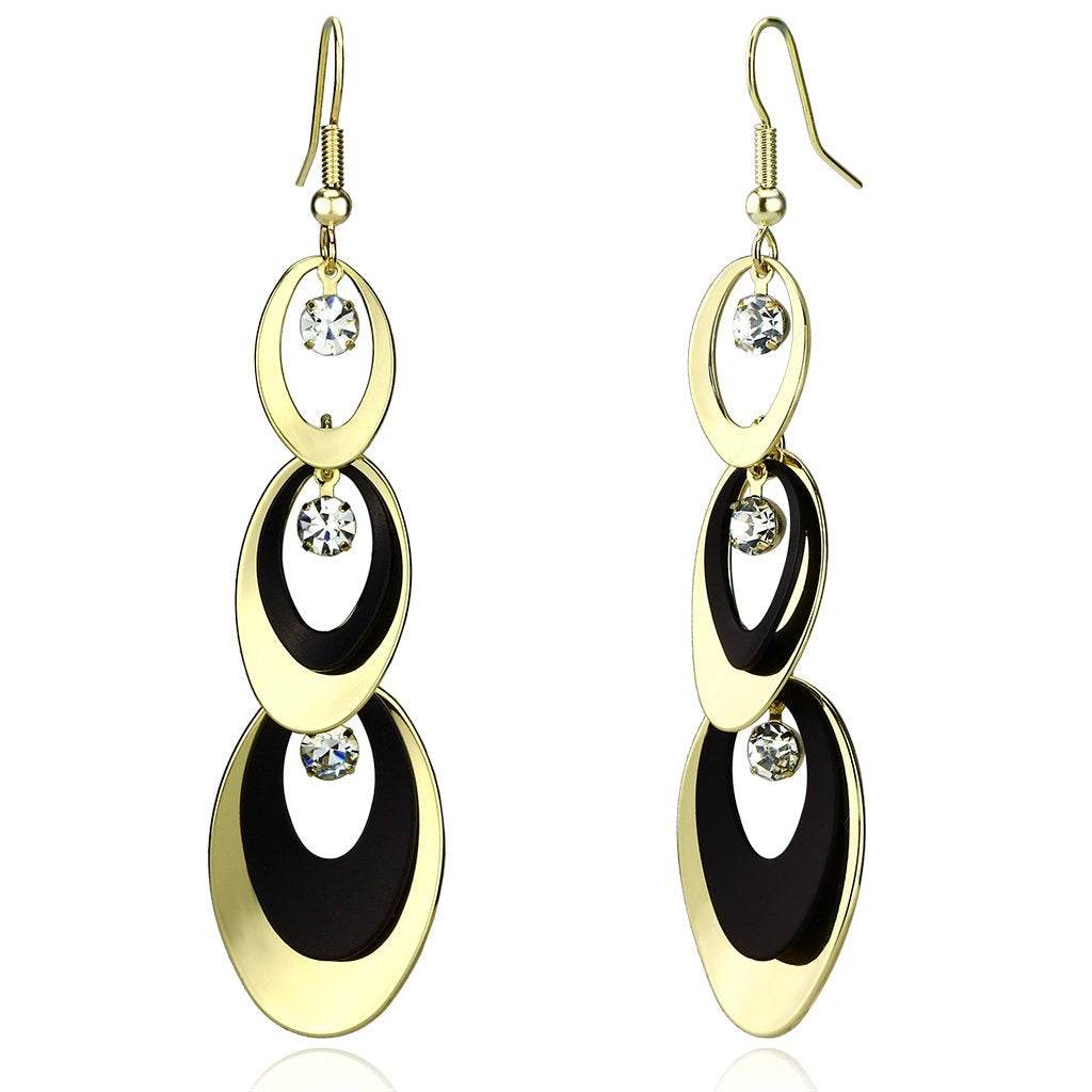 LO2652 - Gold+Ruthenium Iron Earrings with Top Grade Crystal in Clear - Soul threadssoulthreads25