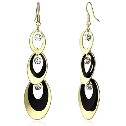 LO2652 - Gold+Ruthenium Iron Earrings with Top Grade Crystal in Clear - Soul threadssoulthreads25