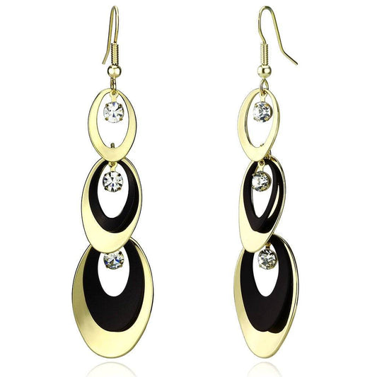 LO2652 - Gold+Ruthenium Iron Earrings with Top Grade Crystal in Clear - Soul threadssoulthreads25