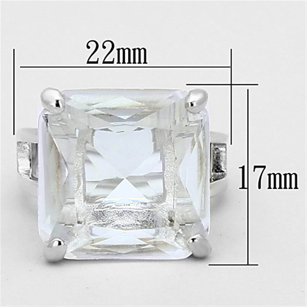LOAS949 - Silver 925 Sterling Silver Ring with Synthetic Synthetic Glass in Clear - Soul threadssoulthreads25
