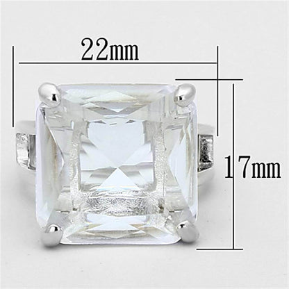 LOAS949 - Silver 925 Sterling Silver Ring with Synthetic Synthetic Glass in Clear - Soul threadssoulthreads25