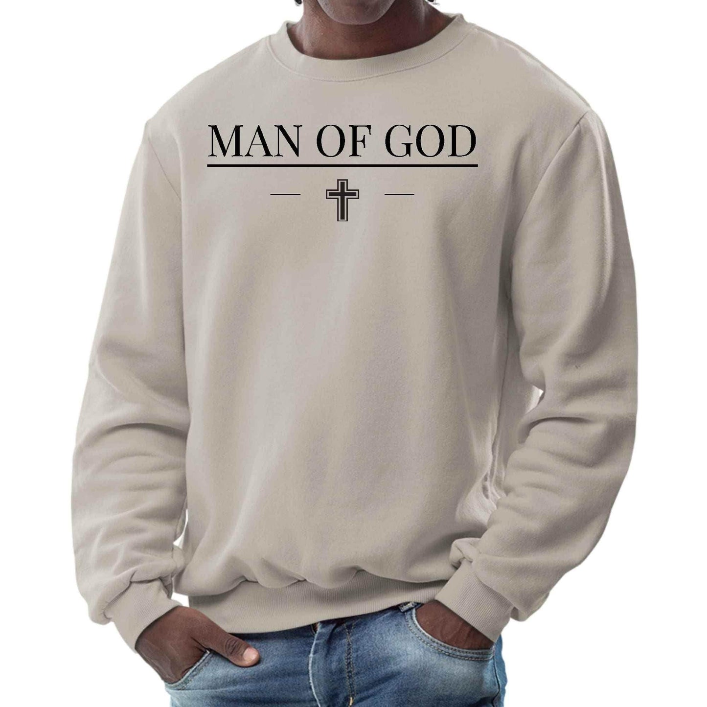 Mens Graphic Sweatshirt - Man of God Black Print - Soul threadssoulthreads25