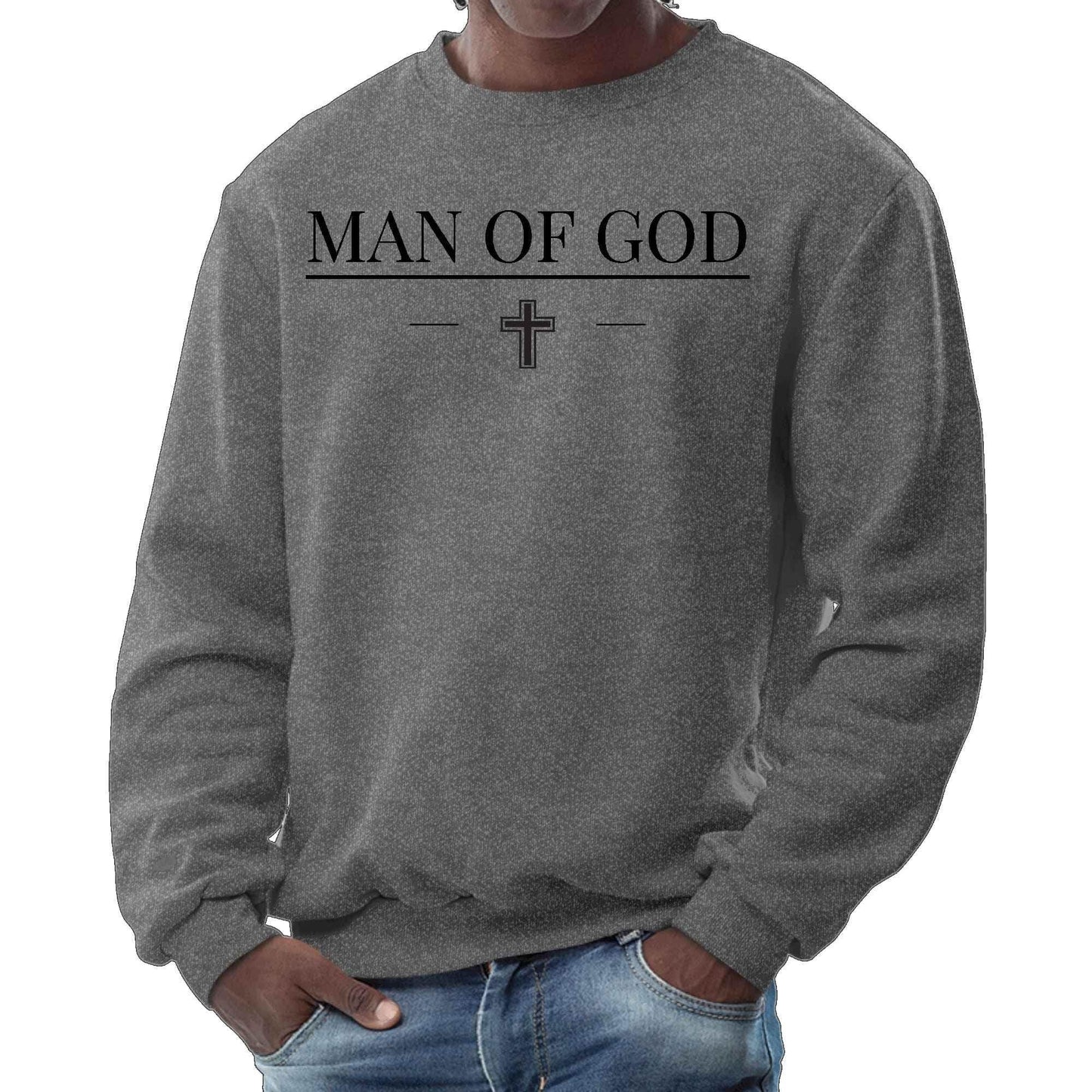 Mens Graphic Sweatshirt - Man of God Black Print - Soul threadssoulthreads25