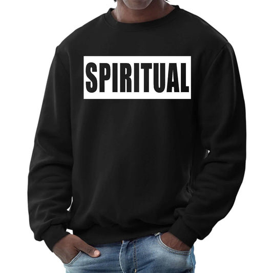 Mens Graphic Sweatshirt - Spiritual White Colorblock Illustration - Soul threadssoulthreads25