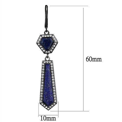 TK2723 - IP Light Black (IP Gun) Stainless Steel Earrings with Precious Stone Lapis in Montana - Soul threadssoulthreads25