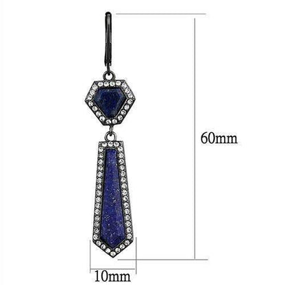 TK2723 - IP Light Black (IP Gun) Stainless Steel Earrings with Precious Stone Lapis in Montana - Soul threadssoulthreads25