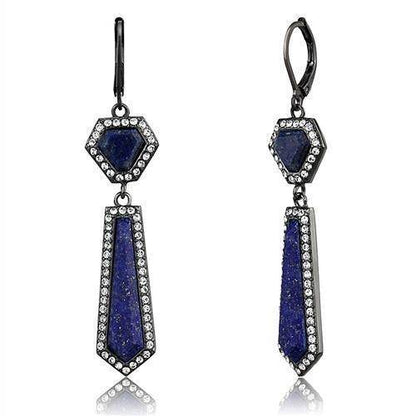 TK2723 - IP Light Black (IP Gun) Stainless Steel Earrings with Precious Stone Lapis in Montana - Soul threadssoulthreads25