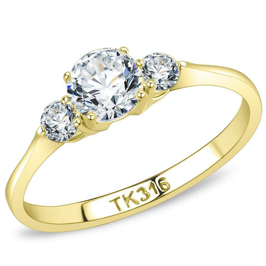 TK3668 - IP Gold(Ion Plating) Stainless Steel Ring with AAA Grade CZ in Clear - Soul threadssoulthreads25