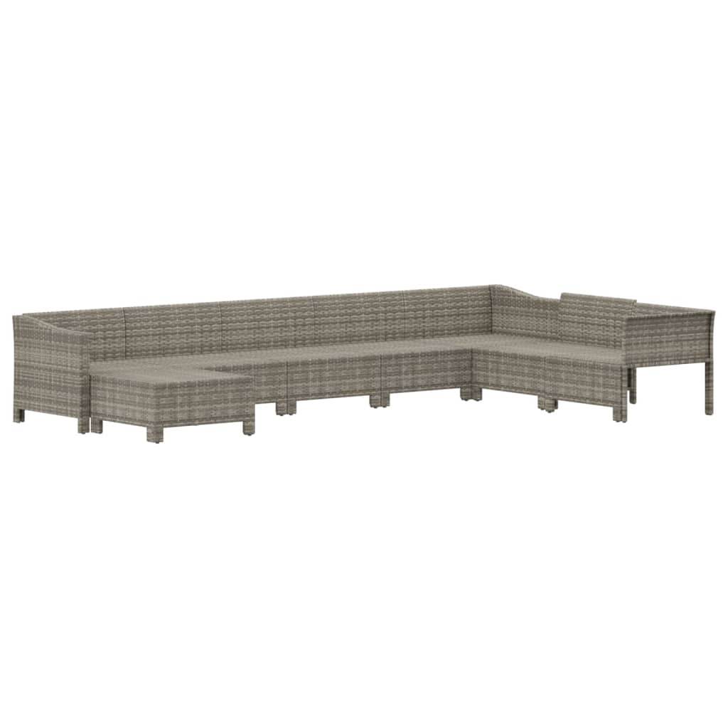 vidaXL 8 Piece Patio Lounge Set with Cushions Gray Poly Rattan - Soul threadssoulthreads25