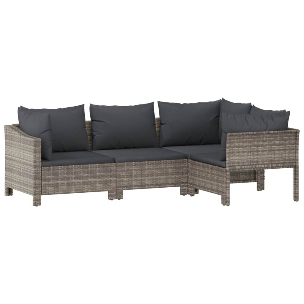 vidaXL 8 Piece Patio Lounge Set with Cushions Gray Poly Rattan - Soul threadssoulthreads25