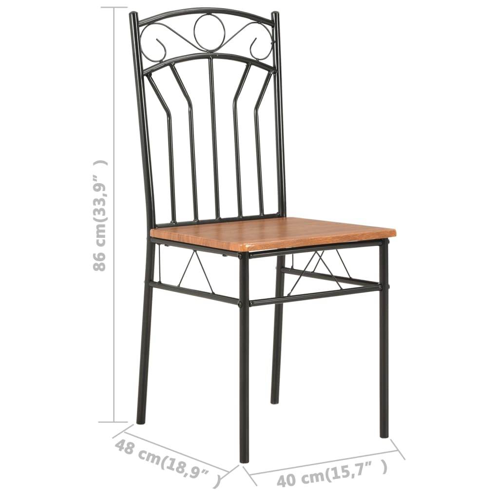 vidaXL Dining Chairs Wood Top Metal Frame Seating for Dining Room Brown MDF - Soul threadssoulthreads25