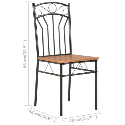 vidaXL Dining Chairs Wood Top Metal Frame Seating for Dining Room Brown MDF - Soul threadssoulthreads25
