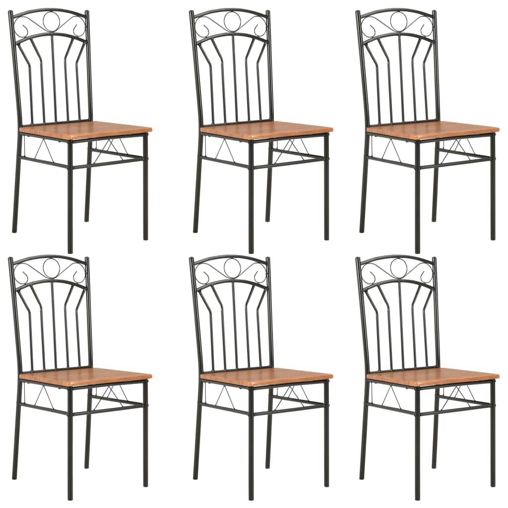vidaXL Dining Chairs Wood Top Metal Frame Seating for Dining Room Brown MDF - Soul threadssoulthreads25