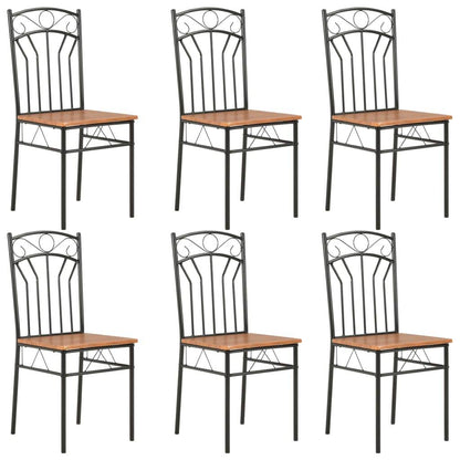 vidaXL Dining Chairs Wood Top Metal Frame Seating for Dining Room Brown MDF - Soul threadssoulthreads25