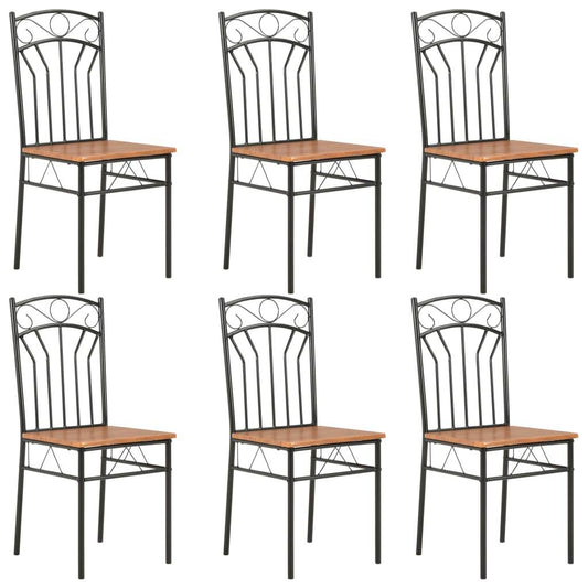 vidaXL Dining Chairs Wood Top Metal Frame Seating for Dining Room Brown MDF - Soul threadssoulthreads25