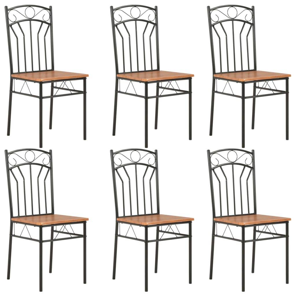 vidaXL Dining Chairs Wood Top Metal Frame Seating for Dining Room Brown MDF - Soul threadssoulthreads25