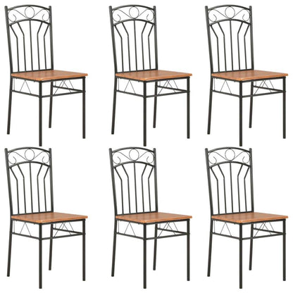 vidaXL Dining Chairs Wood Top Metal Frame Seating for Dining Room Brown MDF - Soul threadssoulthreads25