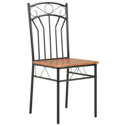 vidaXL Dining Chairs Wood Top Metal Frame Seating for Dining Room Brown MDF - Soul threadssoulthreads25