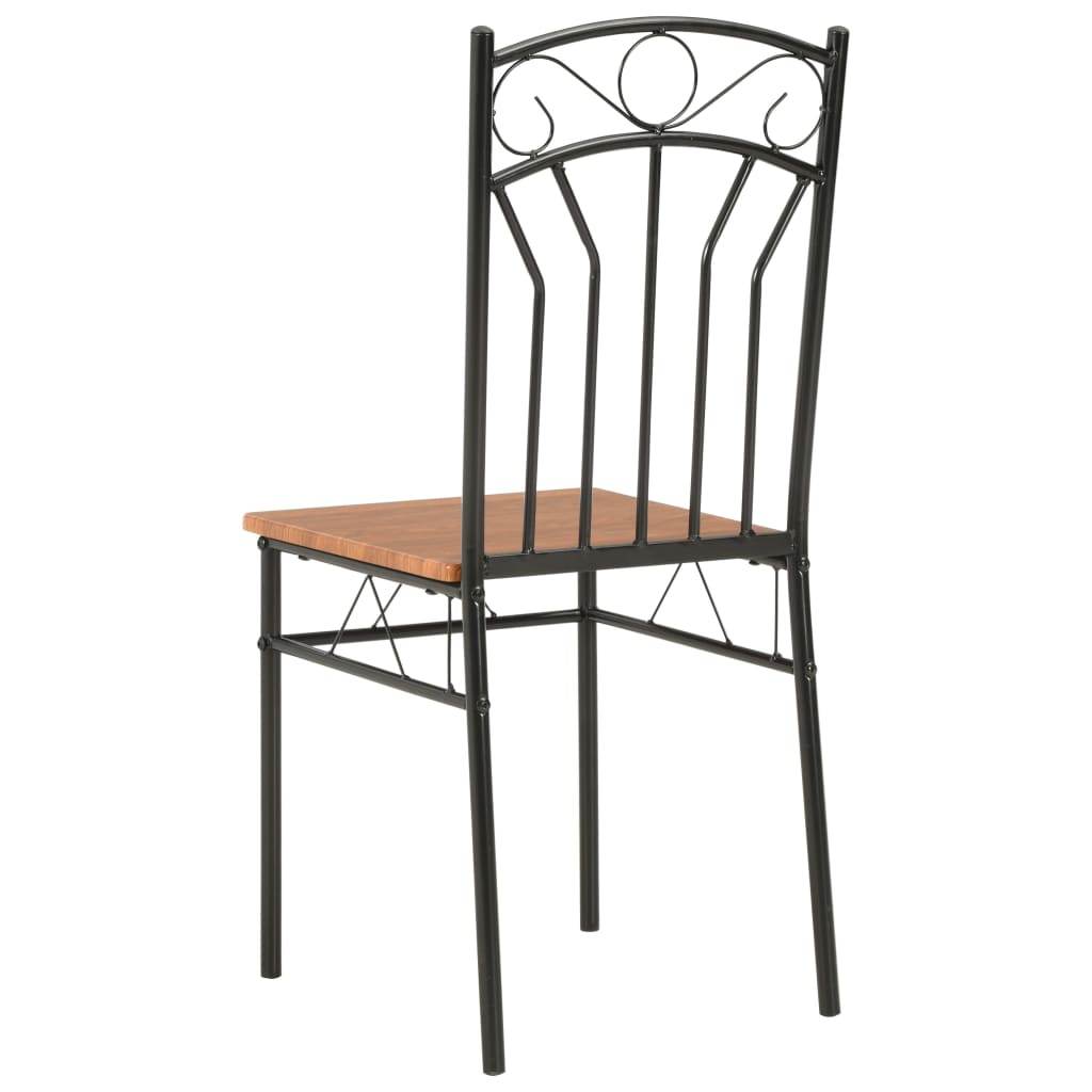 vidaXL Dining Chairs Wood Top Metal Frame Seating for Dining Room Brown MDF - Soul threadssoulthreads25