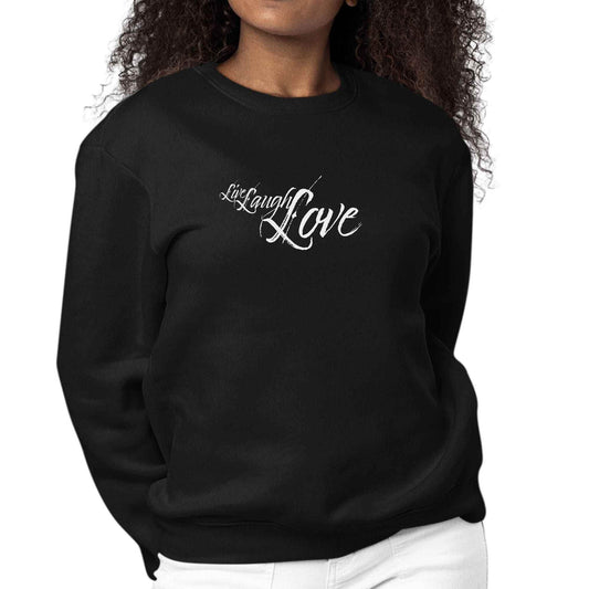 Womens Graphic Sweatshirt Live Laugh Love Light Grey - Soul threadssoulthreads25