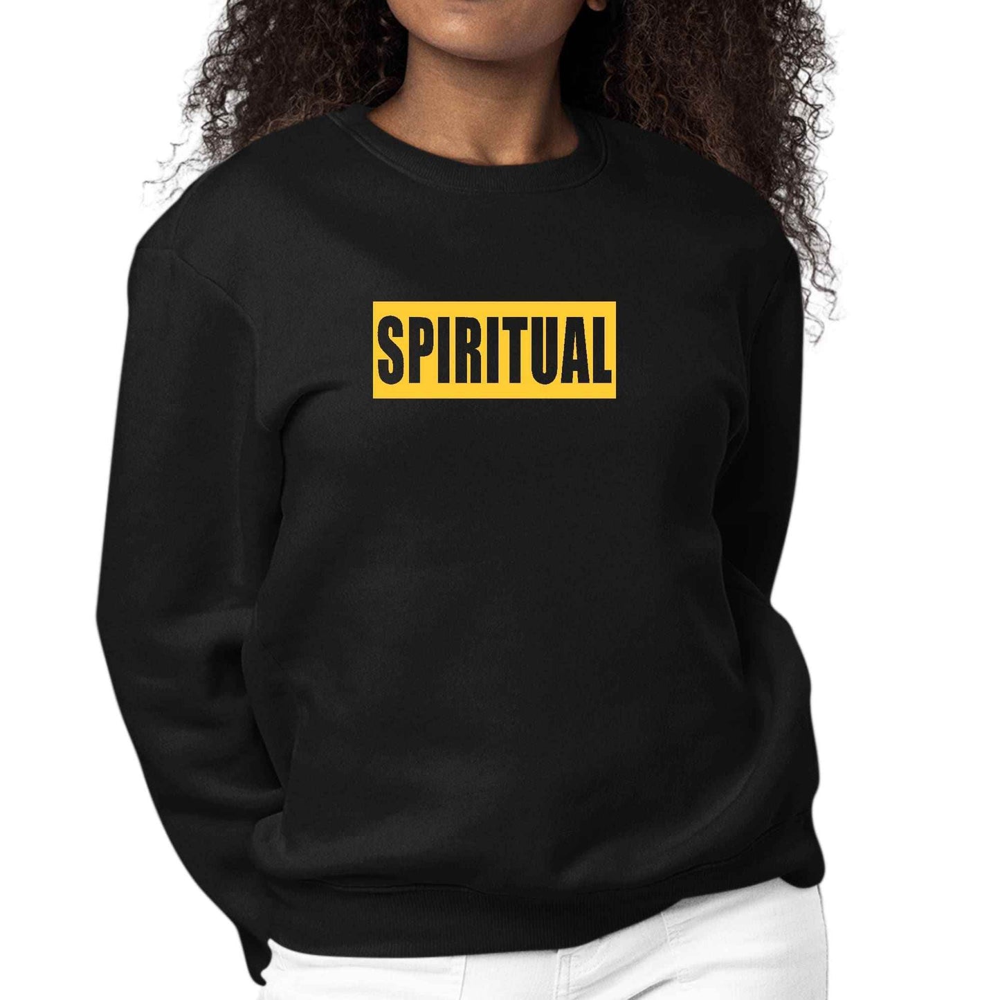 Womens Graphic Sweatshirt Spiritual Yellow Gold Colorblock - Soul threadssoulthreads25