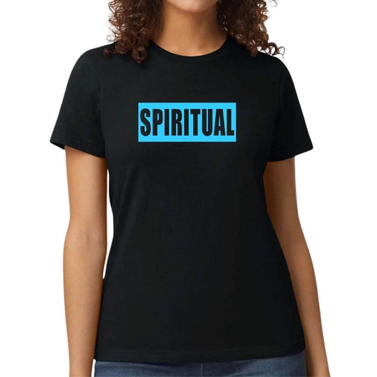 Womens Graphic T-shirt - Spiritual Light Blue Print - Soul threadssoulthreads25