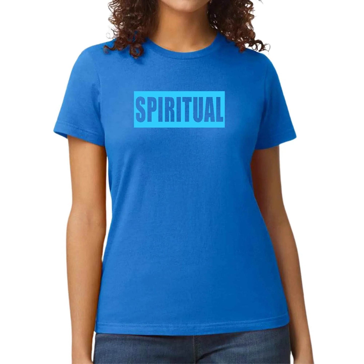 Womens Graphic T-shirt - Spiritual Light Blue Print - Soul threadssoulthreads25