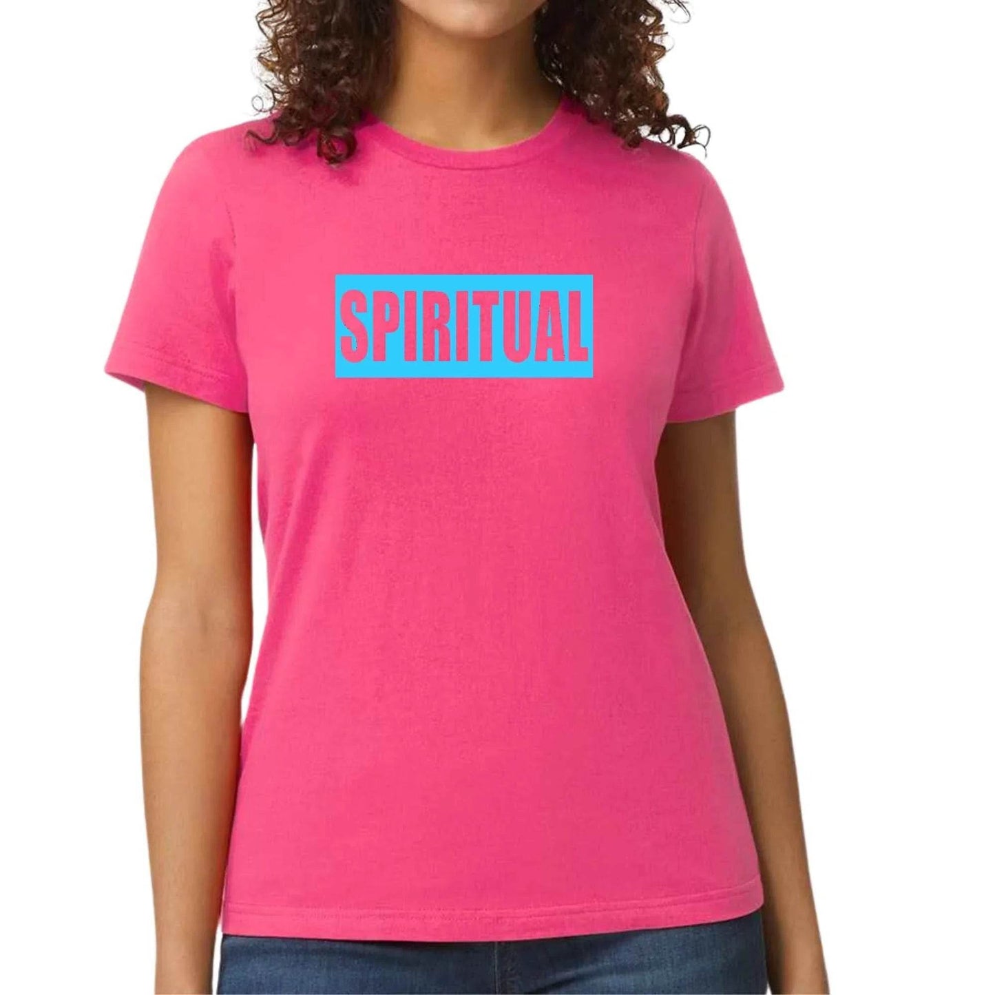 Womens Graphic T-shirt - Spiritual Light Blue Print - Soul threadssoulthreads25
