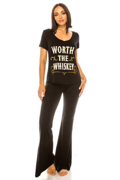 WORTH THE WHISKEY SHORT SLEEVE V NECK - Soul threadssoulthreads25